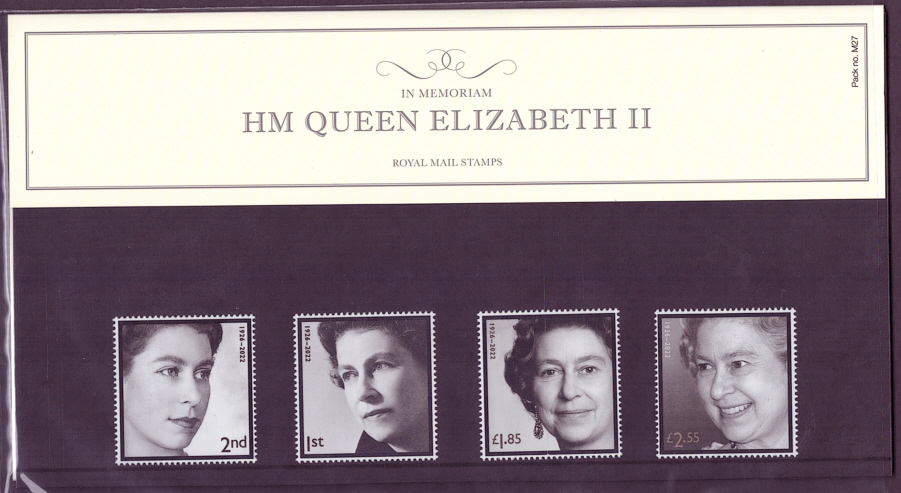 (image for) 2022 In Memoriam Queen Elizabeth II Royal Mail Presentation Pack M27